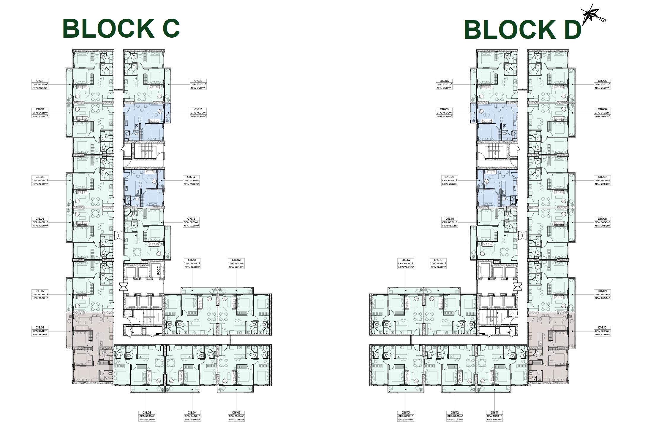 Mặt bằng tầng điển hình Block C & Block D dự án Anderson Park