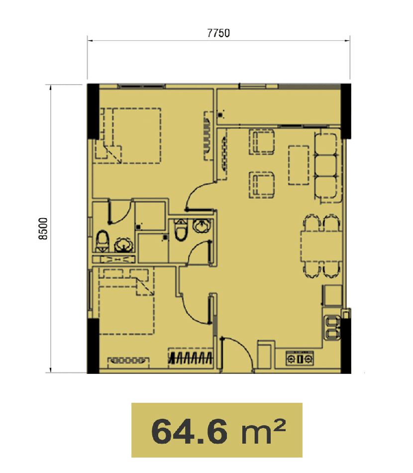 Căn hộ 64.6 m2